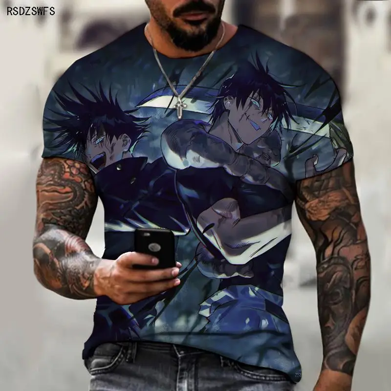 2021 New Summer Spells Return to Battle 3D Printing Anime Harajuku Men's Oversized T-shirt 5XL Loose and Breathable images - 6