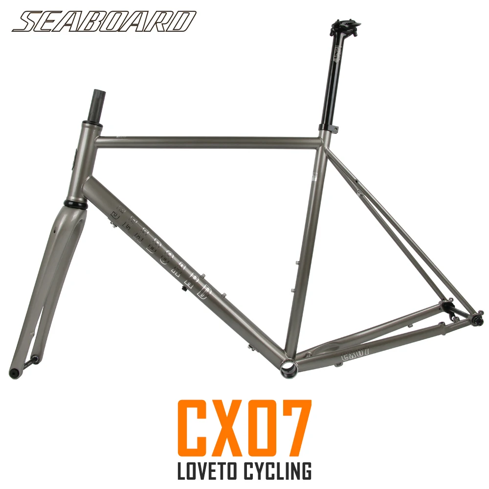 

SEABOARD CX07 Frameset Disc Brake Chrome Frame With Carbon Fork Heat Treatment Steel Road Bike Frames 700C CR-MO Gravel Frame