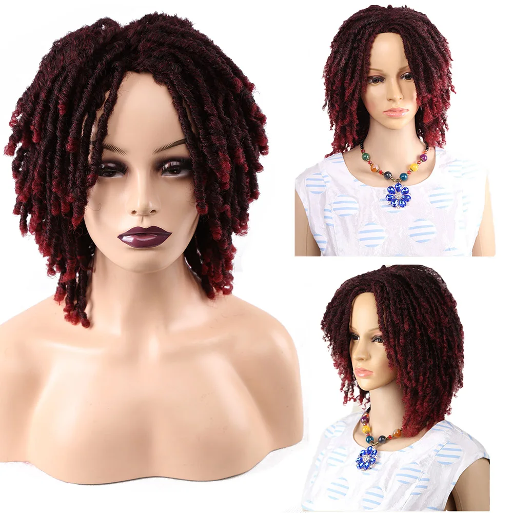

Amir Synthetic Wigs Short Dreadlock Crochet Twist Hair For Black Women Ombre Brown Hair High Resistant Fiber Braids Wig