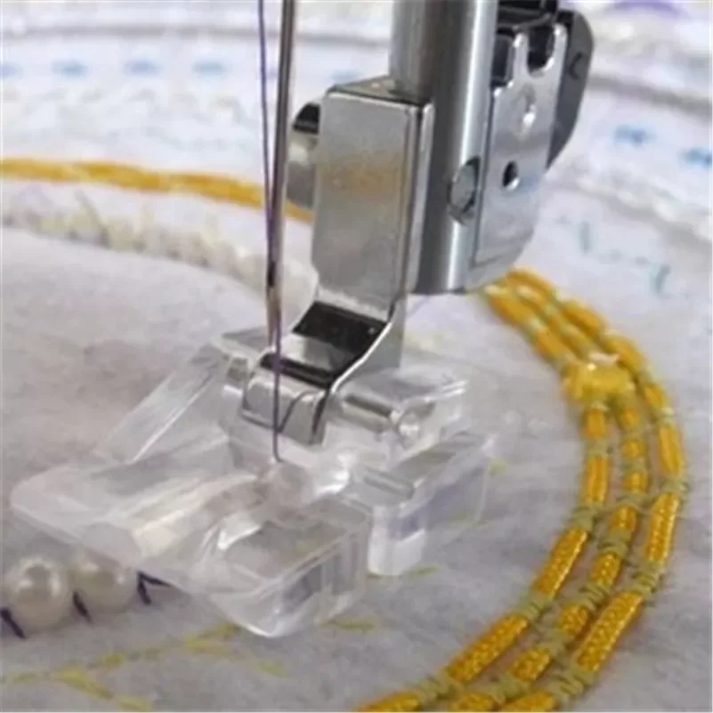 

Pearls and Sequins Sewing Machine Presser Foot - Fits All Low Shank Snap-On Singer, Brother, Babylock, Janome+ AA7276