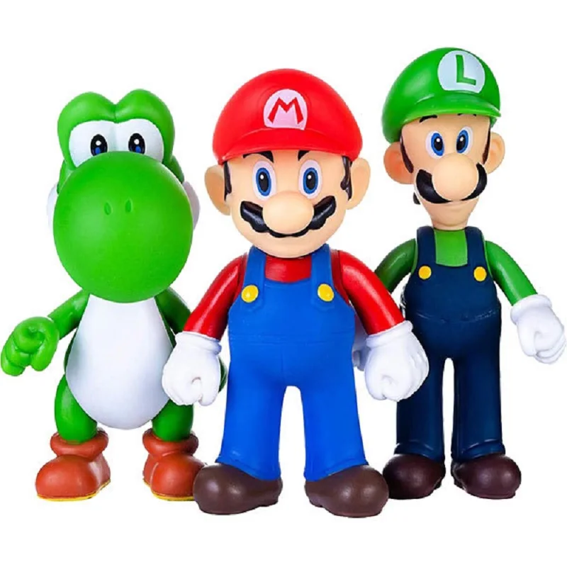 

Game Super Mario Bros Cartoon Dolls Model Anime Figures Luigi Yoshi Mario Creative Collectible Model Toys for kids Birthday Gift