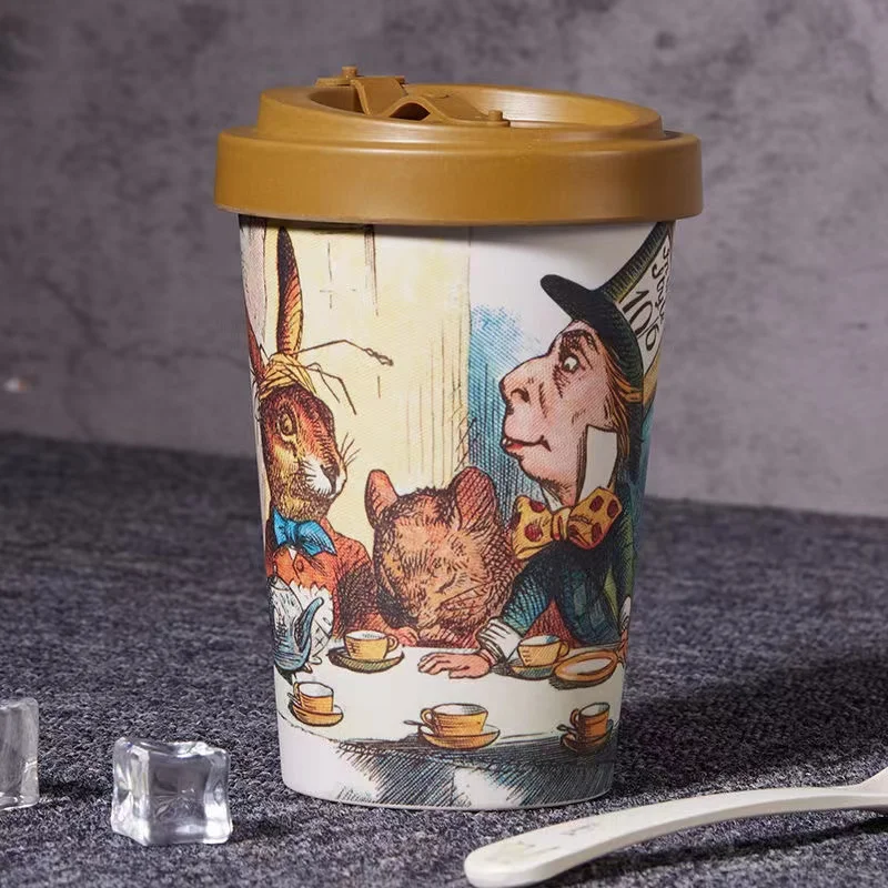 

Trend Bamboo Fiber Water Cup with Lid Coffee cup Straw cup Milk Tea Cup Camping Student ins high appearance level tea cup