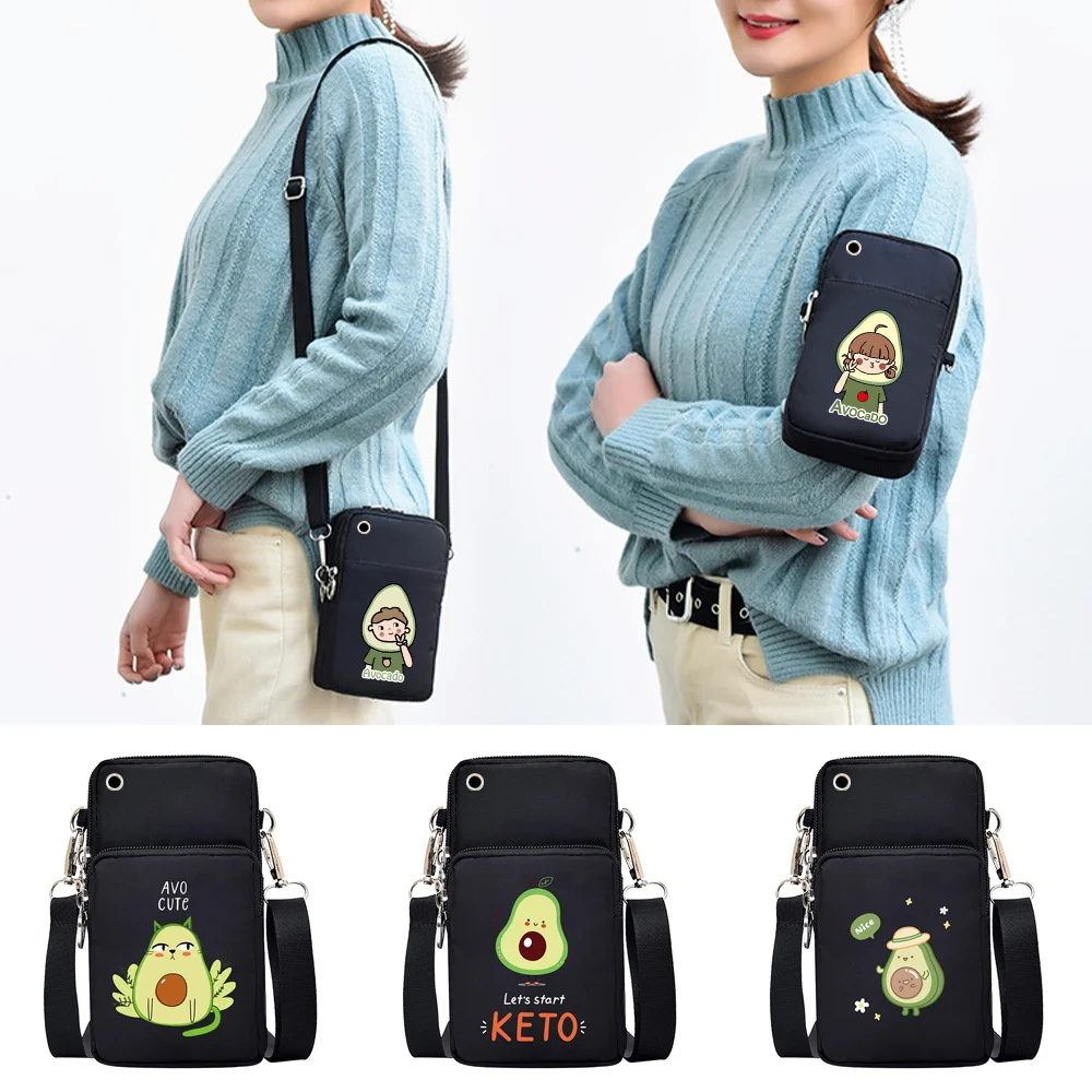 

Universal Mobile Phone Case Bag Apple/Samsung/Huawei/Xiaomi Redmi Kawaii Avocado Poch Wallet Shoulder Bag Outdoor Sport Arm Bags