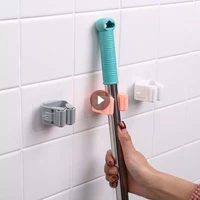 wall mounted mop organizer holder brush broom hanger home storage rack bathroom suction hanging hooks household storage tool