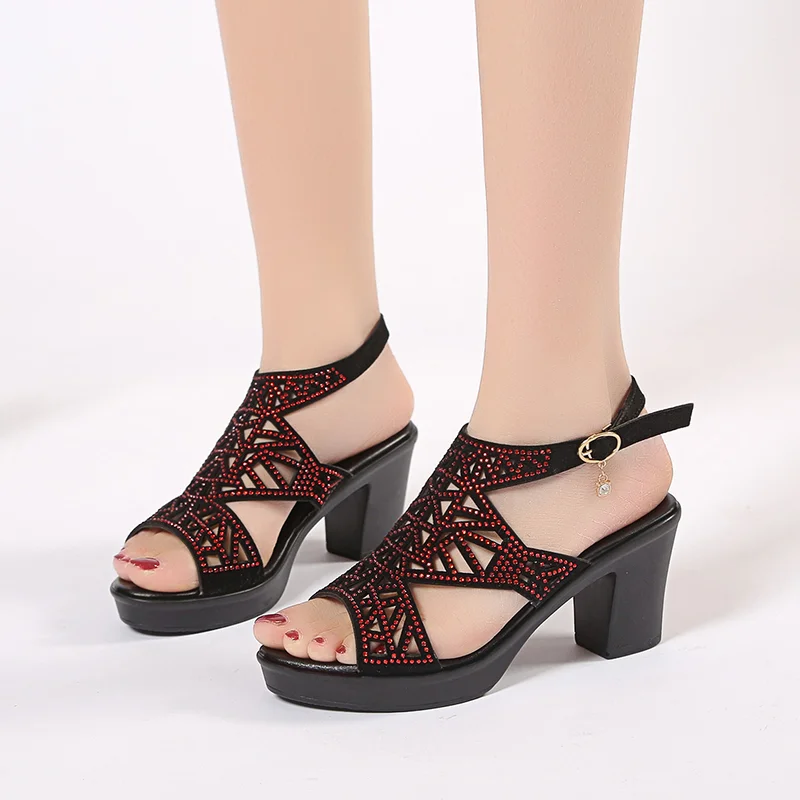 Women's Sandals Hot Sale Retro Bohemian Sandals  New Designer High Heels Ladies Sexy Platform Shoes Sandalias De Mujer Bling