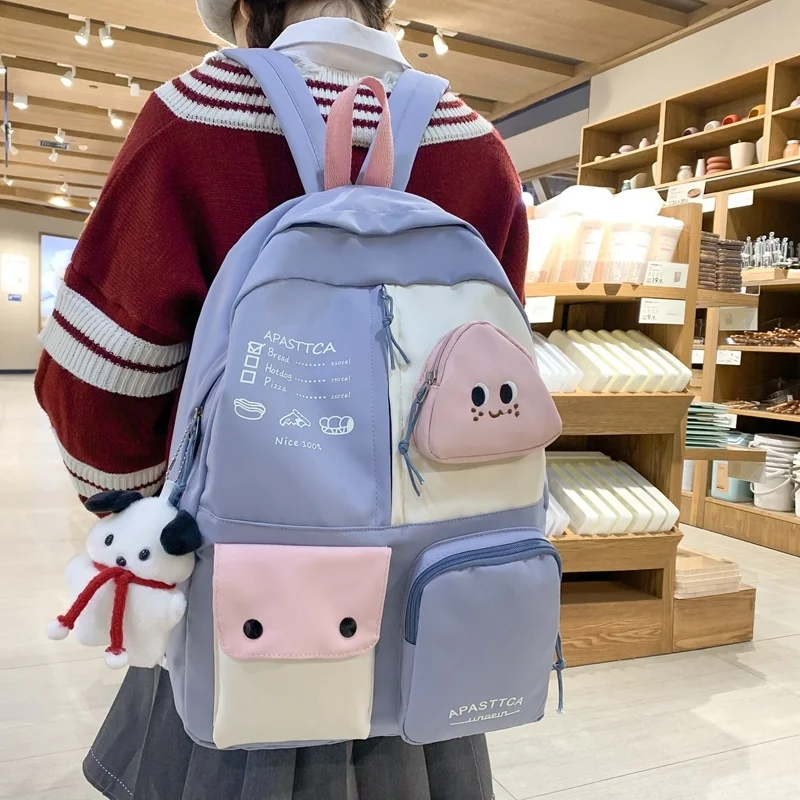 

Школьный ранец Kawaii для девочек-подростков, сумка на плечо в стиле преппи для женщин, школьный ранец с мультипликационным рисунком, сумки