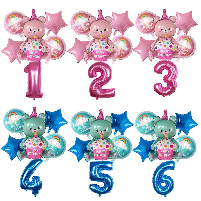 Фольгированный воздушный шар в виде медведя 1 2 3 4 реквизит для фотосъемки на день