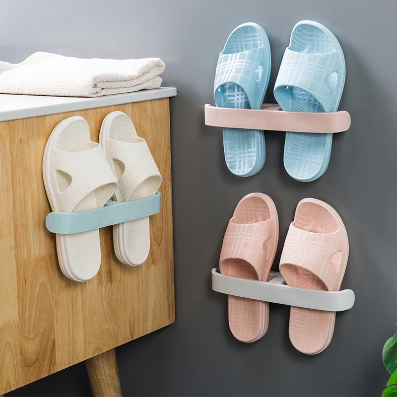 

1pc Foldable Shoes Rack Wall Mounted Adhesive Slipper Shelf Bathroom Organizers Brand New High Quality Self-adhesive Save Space