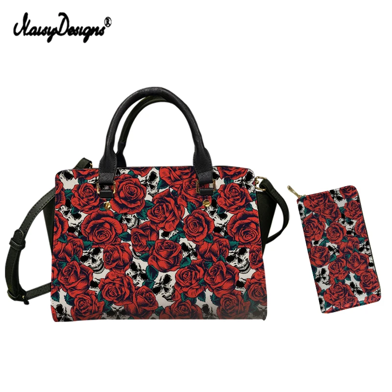 

NOISYDESIGNS 2022 Luxury Handbags With Wallet For Female Skull Sunflower Pattern Women Casual Messenger Bags Lady Shoulder Bags
