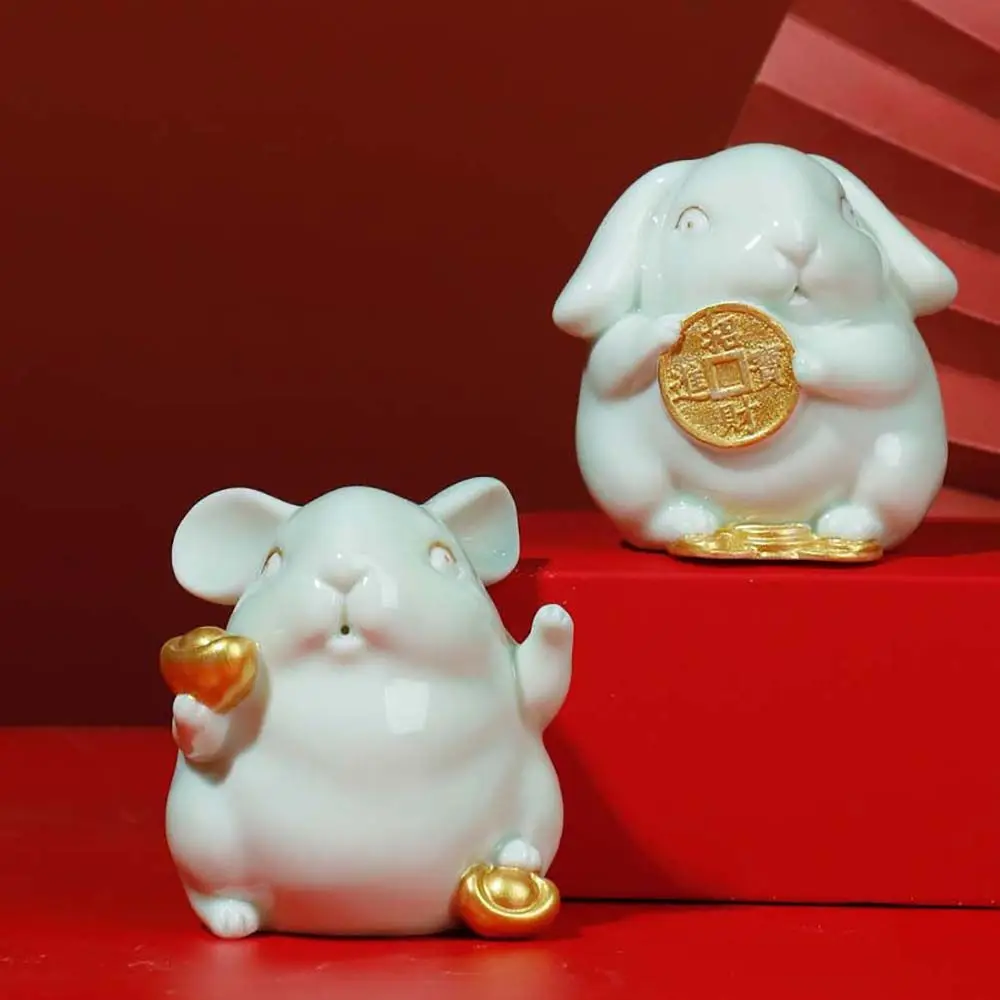 

Праздничные керамические статуи, поделки, счастливый кролик, гостиная, аксессуары для дома, скульптура, кролик, орнамент