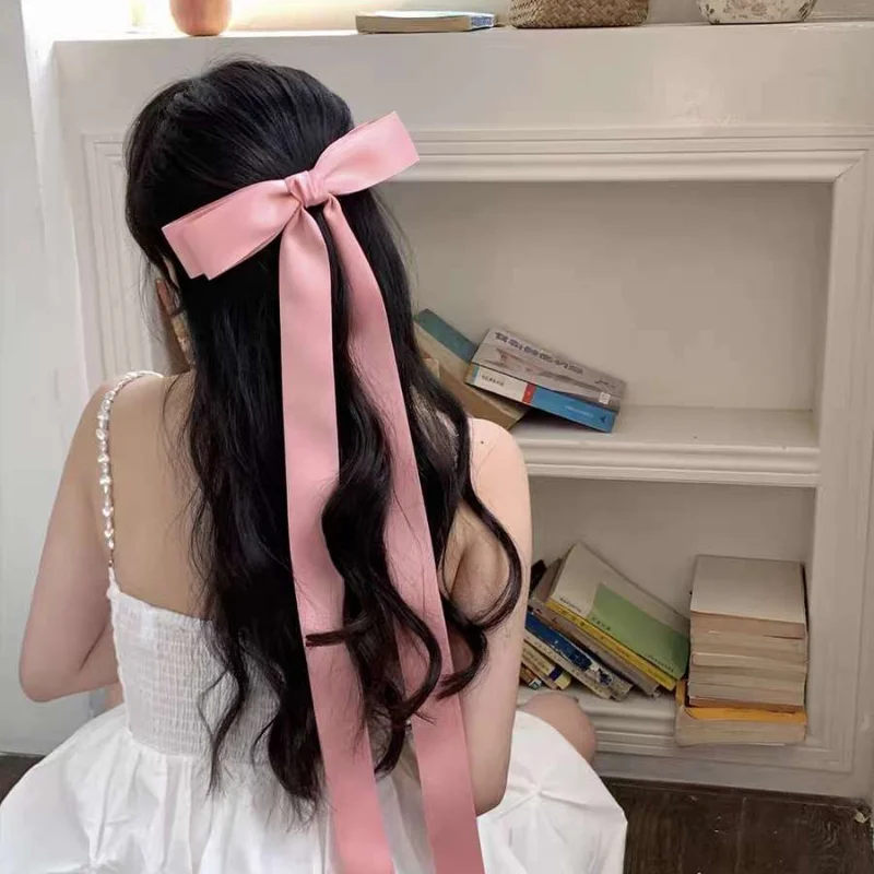

Oversize Bowknot Ribbon Hair Clips for Women Ballet Style Ribbon Spring Clip Headwear Streamers Duckbill Clip Hair Accessories