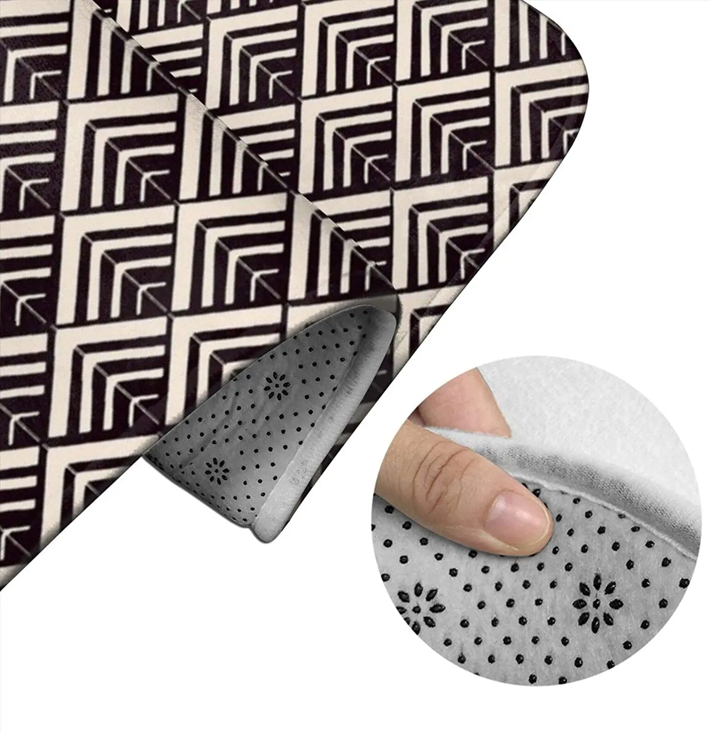 

Vintage Tiles Black & Bathroom Mat Sets 3 Piece Set Rugs Memory Foam Mat Set Toilet Seat Cover Bath Mat lid Cover