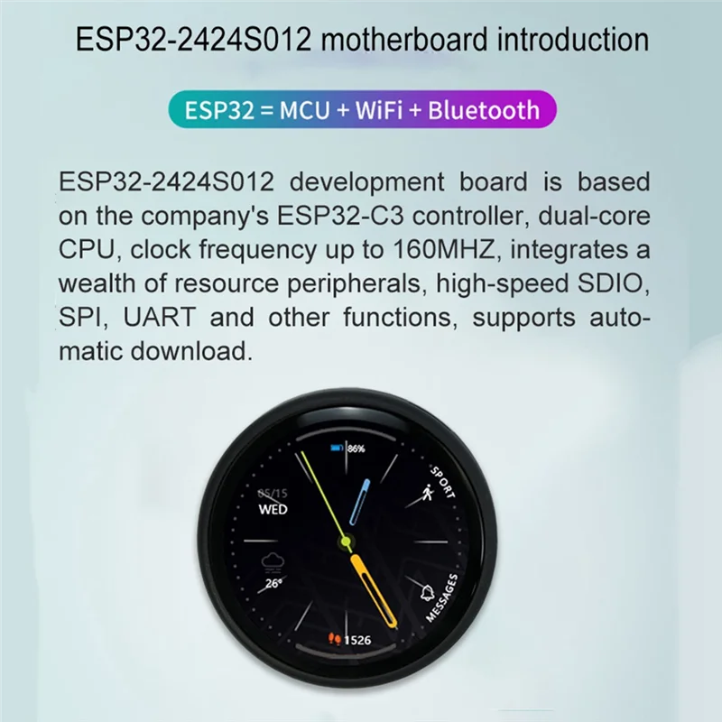 Макетная плата ESP32-C3 1 28-дюймовый круглый ЖК-экран с модулем Wi-Fi Bluetooth без сенсорной