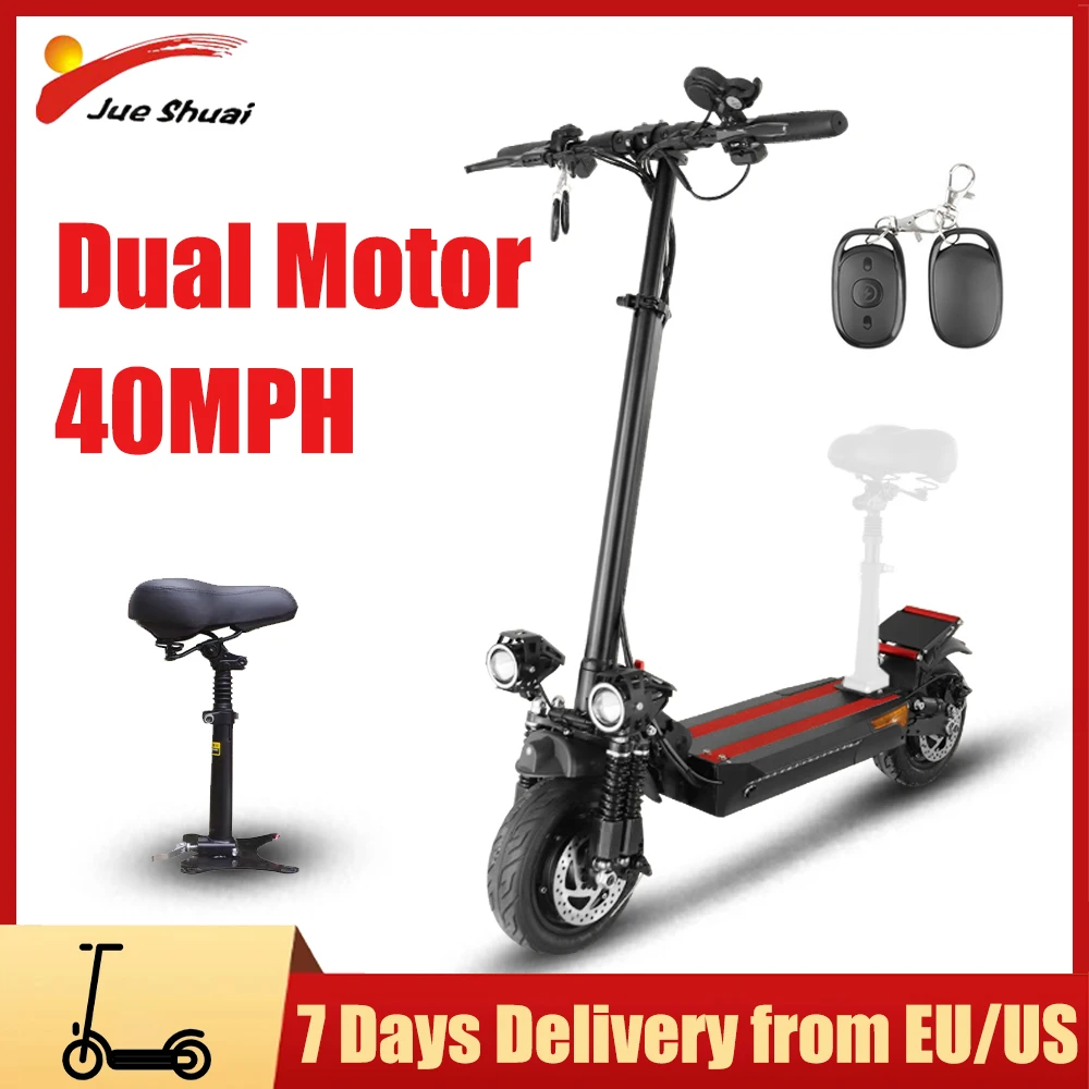 

Электрический скутер с двойным мотором 48 В 2400 Вт 40 миль/ч, высокоскоростной Электрический скутер с сиденьем для гонок, для взрослых, скейтбо...