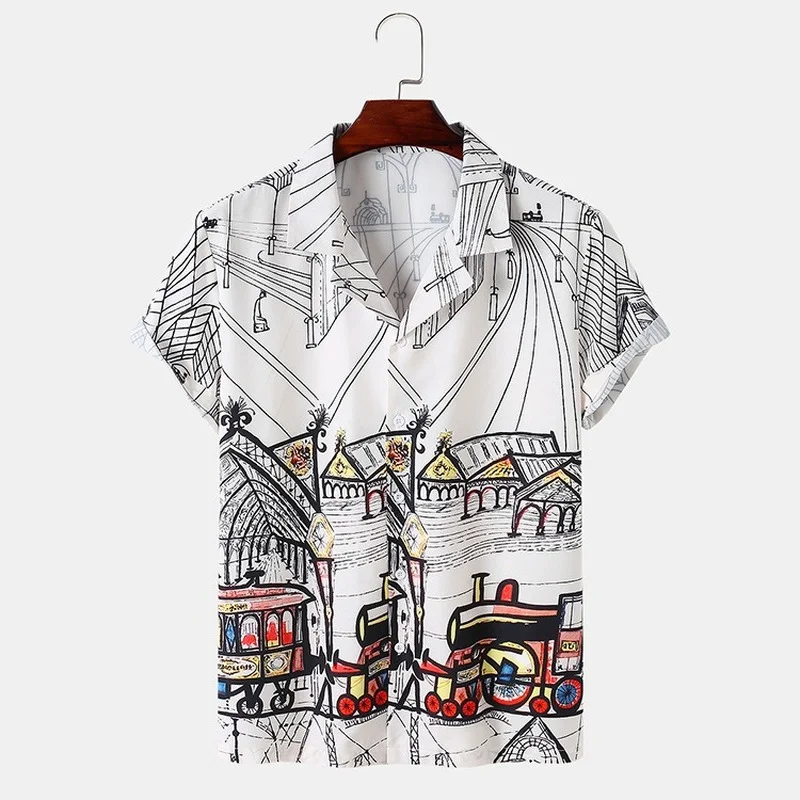 

Men Clothing 2022 Men's Shirts Men Hawaiian Casual Button Shirts Graffiti 3d Printed Short-sleeve Beach Blouses Tops Camicias