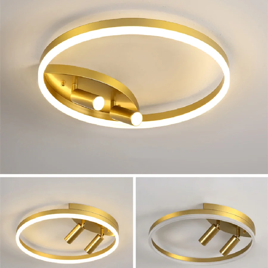 

Современный медный Золотой потолочный светильник IWP, Круглый Светодиодный точечный светильник для интерьера, лампа для спальни, гостиной, п...