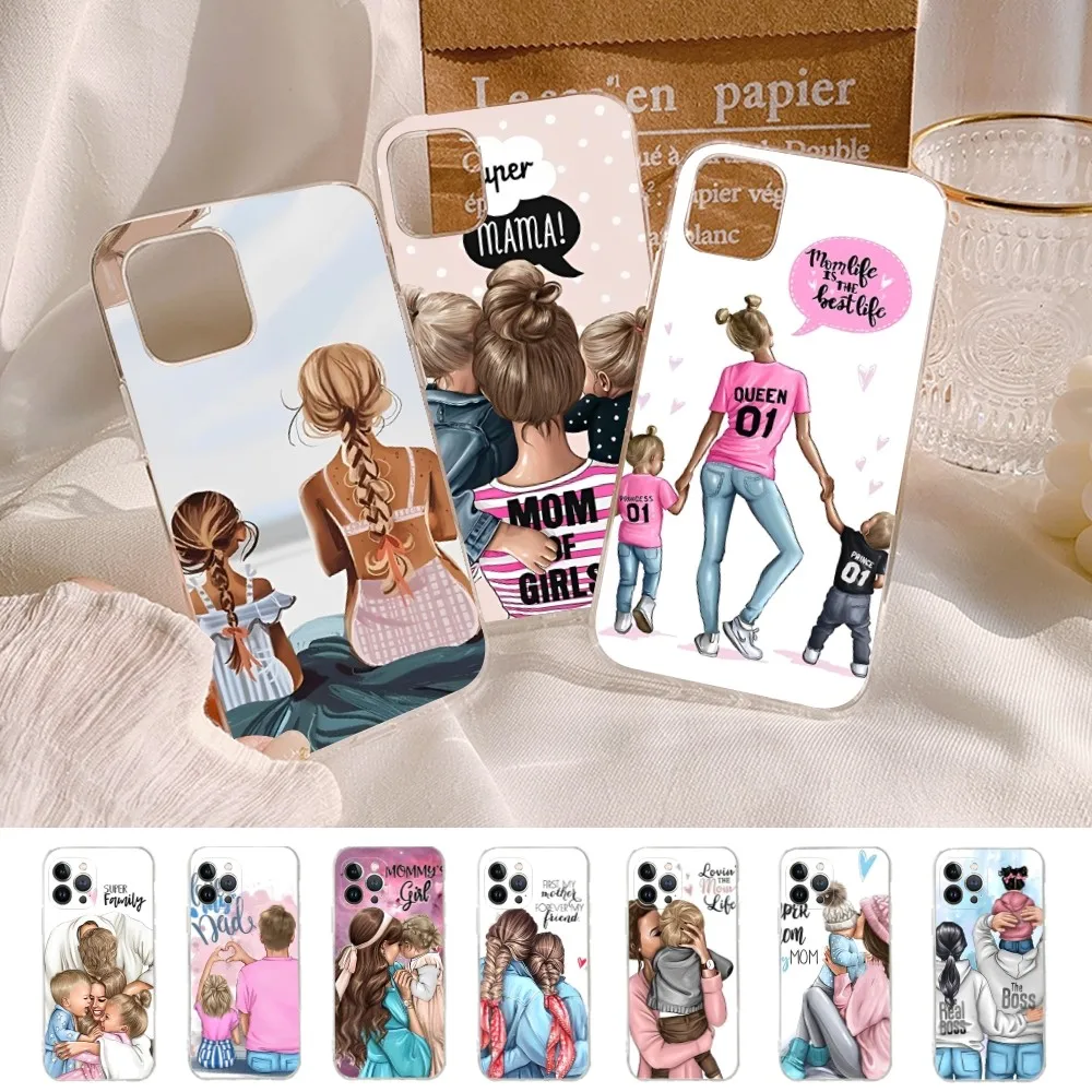 

Baby Mom Girl Boy Phone Case For iPhone 15 14 11 12 13 Mini Pro XS Max Cover 6 7 8 Plus X XR SE 2020 Funda Shell