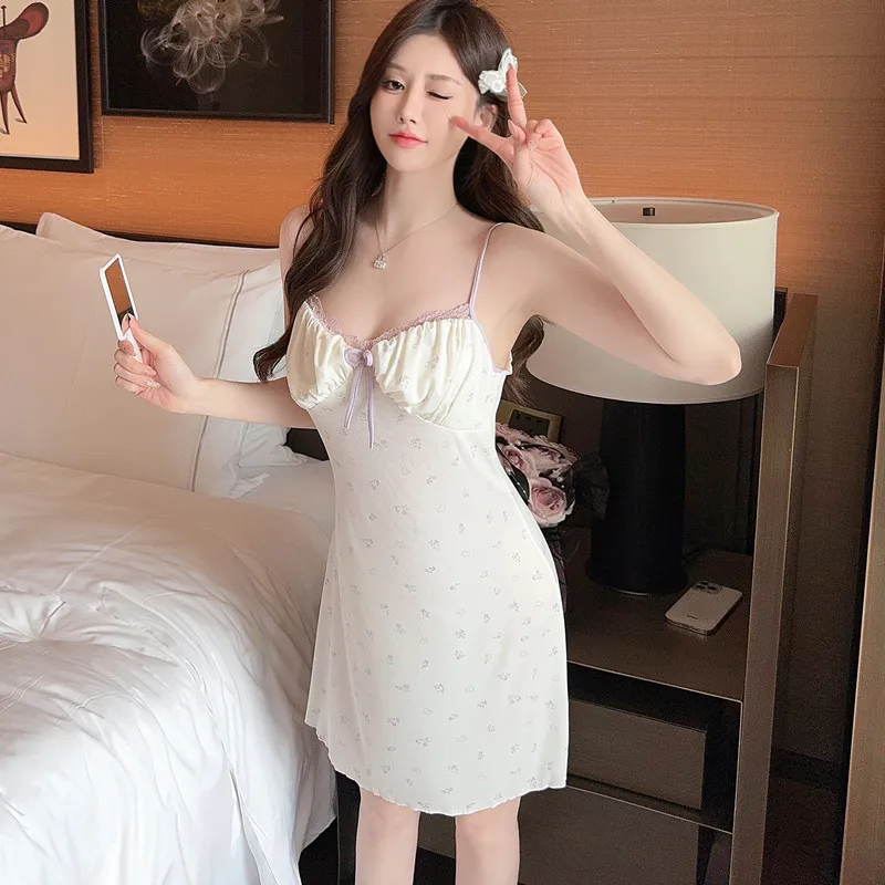 Атласная Ночная рубашка на бретелях нижнее белье женский халат-кимоно летняя