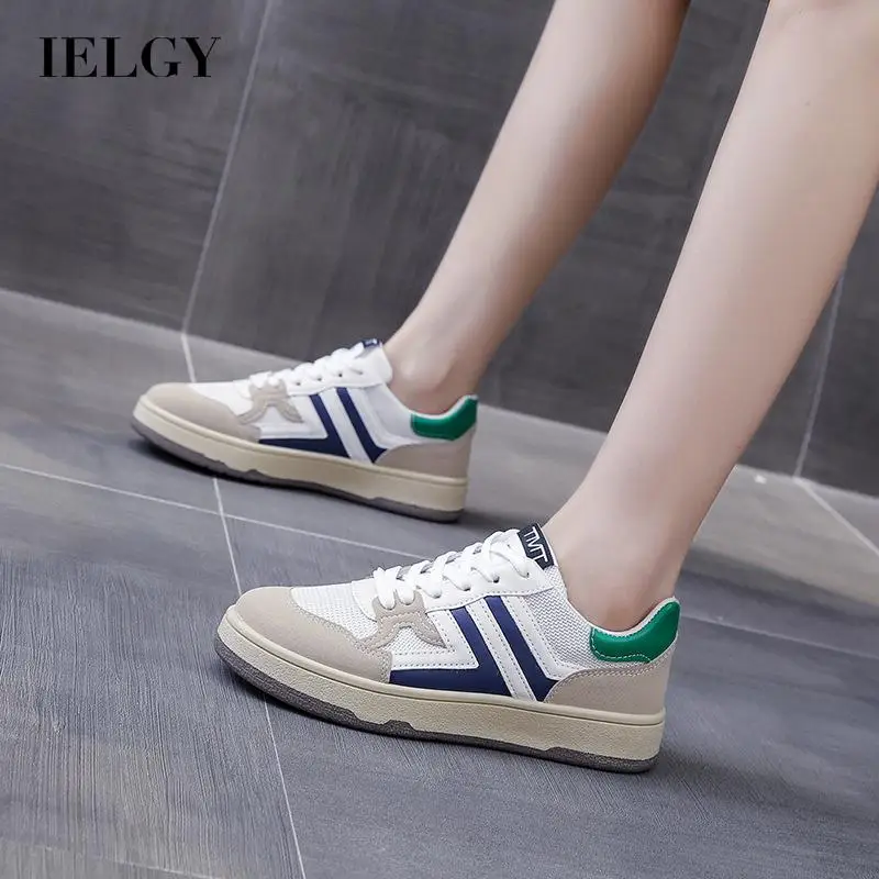 

IELGY all-match retro flat-bottom breathable white shoes