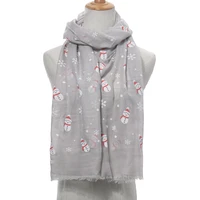 fashion christmas snowman print woman scarf comfort cotton scarves 180x70cm long scarf wraps shawl outdoor neckerchief