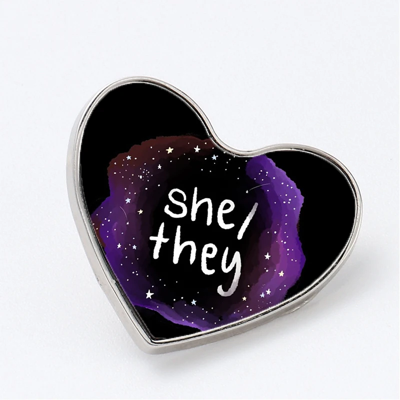 

She They Galaxy Pronouns Gxv Brooches Pin Jewelry Accessory Customize Brooch Fashion Lapel Badges