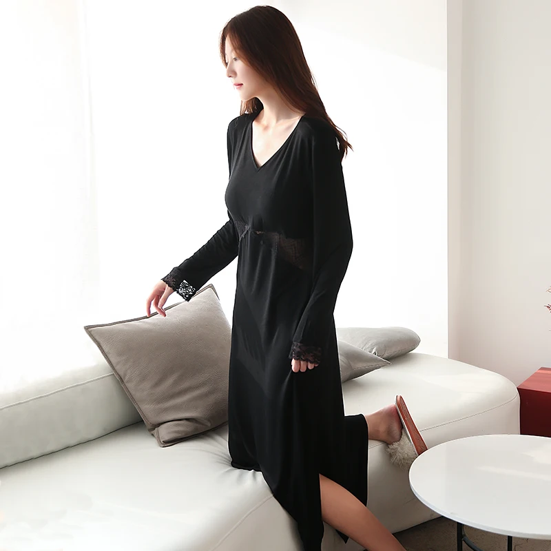New Modal Sexy Pajamas, Shirt Style Nightdress, Thin Cardigan Short Skirt, Large Size Loungewear for Women