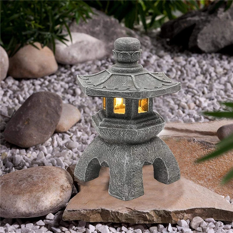 

Resin Solar Pagoda Lantern Garden Decoration Outdoor Decor Courtyard Zen Lamp Landscape Lights Gardening Yard House Ornament