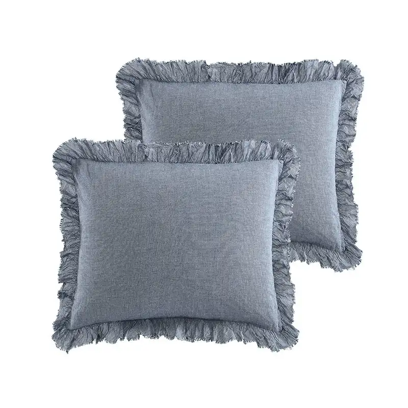 

Homes and Gardens Chambray Blue Solid Cotton Pillow Sham, Standard (2 Count) Pillows for sleeping Memory foam pillow Cooling gel