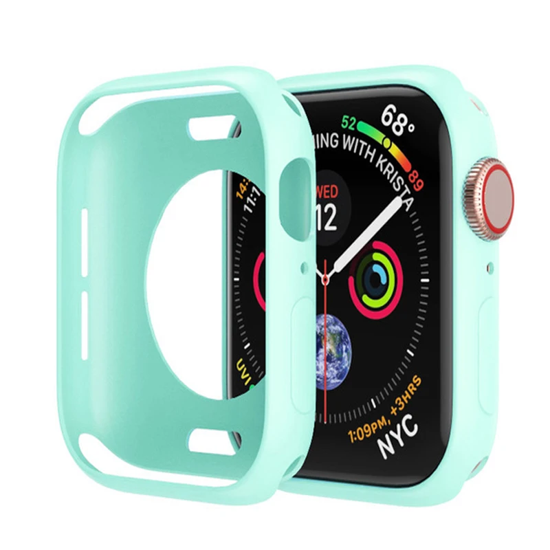 

Мягкий силиконовый чехол карамельного цвета для Apple Watch 3 2 1 42 мм 38 мм, защитный чехол для iWatch 4 5 6 SE 44 мм 40 мм, черный бампер для часов