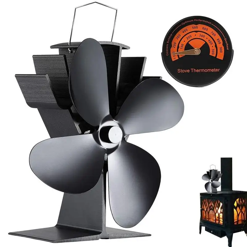 

Stove Fan Silent Operation 4 Blades Wood Stove Fans Fireplace Fans With Thermometer For Wood Burning Stove Log Burner Fireplace