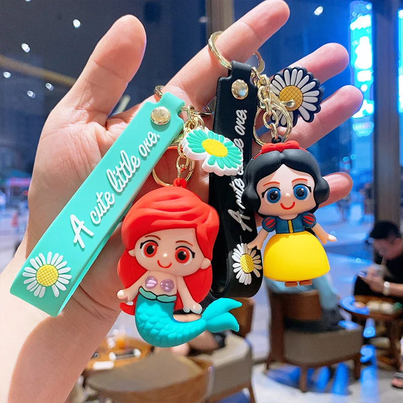 S Car The Little Mermaid Key Handbag Accessories Anime Keyring Children Christmas Gifts