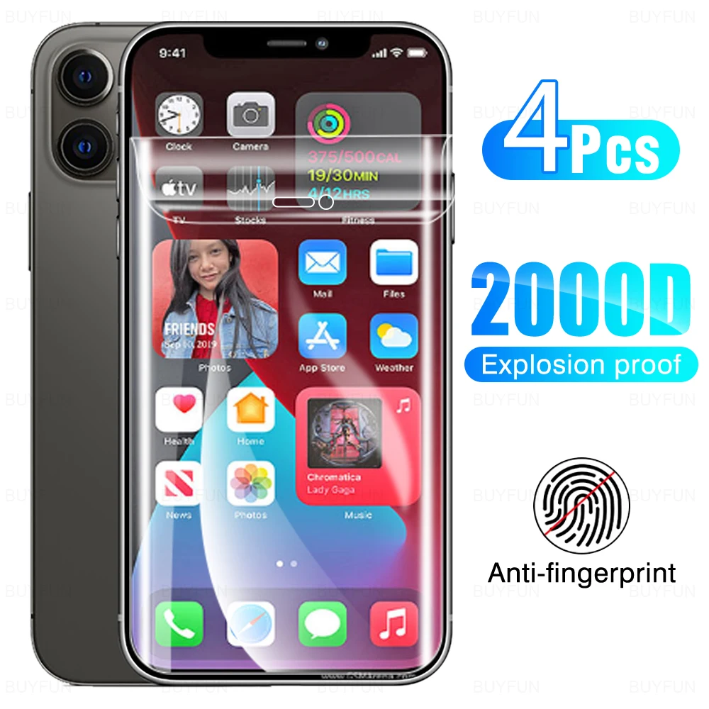 

4 шт., гидрогелевые Защитные пленки 20000D для iPhone 12 Pro Max