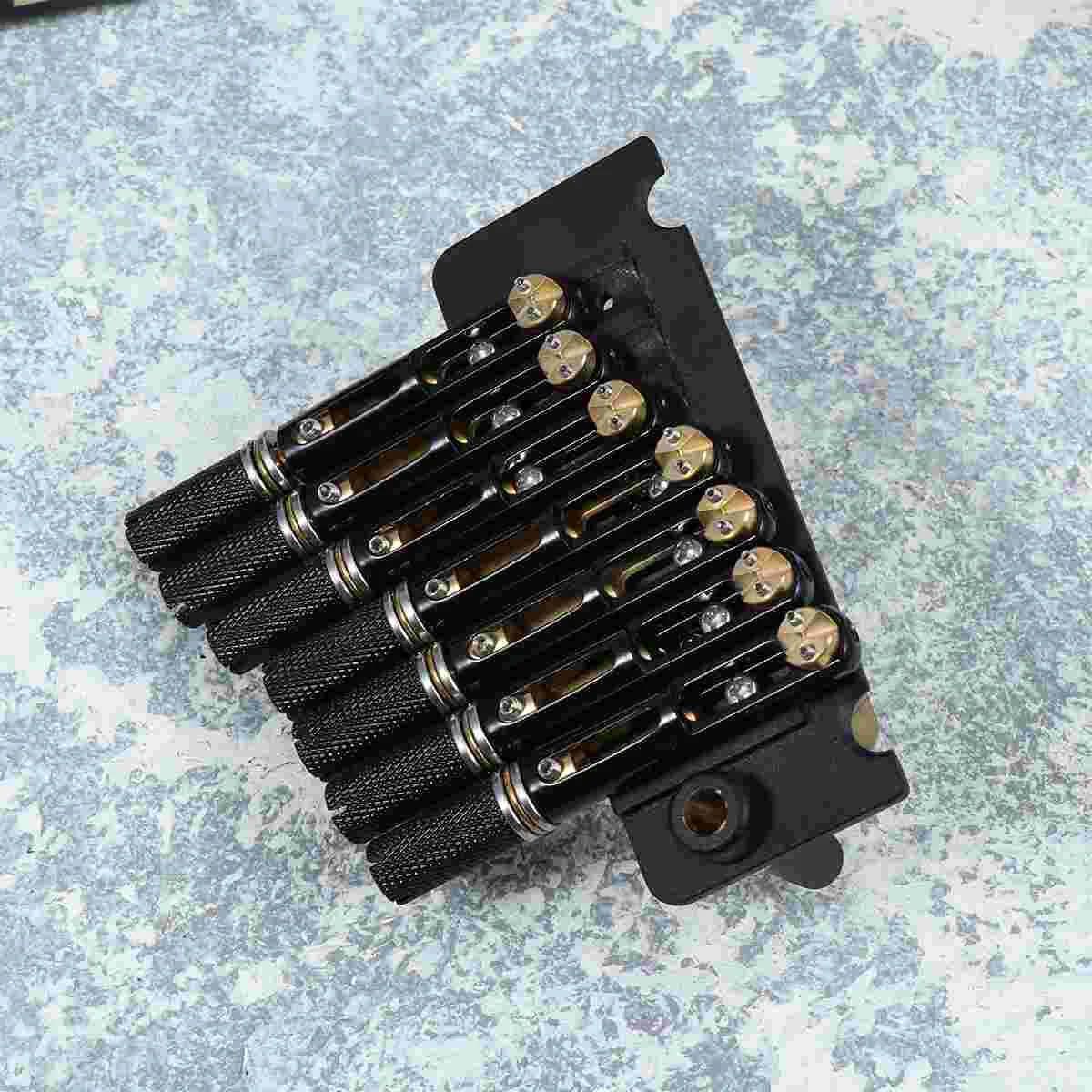 

GA878 7 String Headless Metal Saddle Bridge Strain Plate Bridge for Musical Instrument Replacement Guitar Tremolo System (Black)
