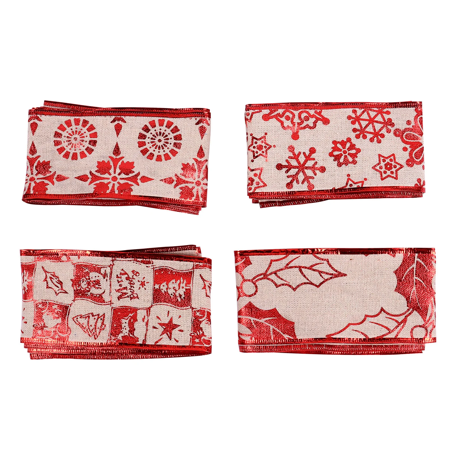 

4 Roll Ribbons Christmas DIY Festival Ribbon Ribbon Ornament Imitated Burlap for Decoration