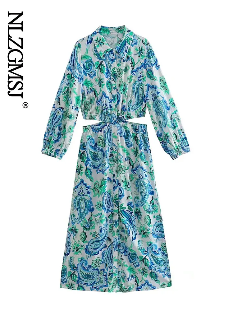 

Платье женское миди с отложным воротником и длинным рукавом, 202203