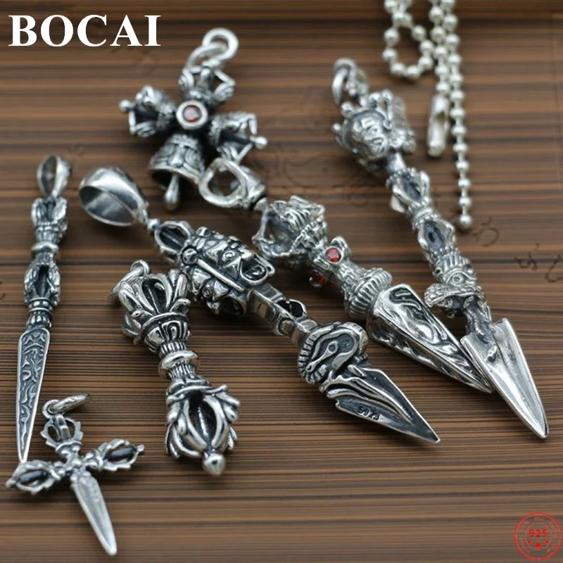 

BOCAI S925 Sterling Silver Pendants 2022 New Fashion Tibetan Buddhism Vajra Pestle Argentum Amulet Jewelry for Men Women