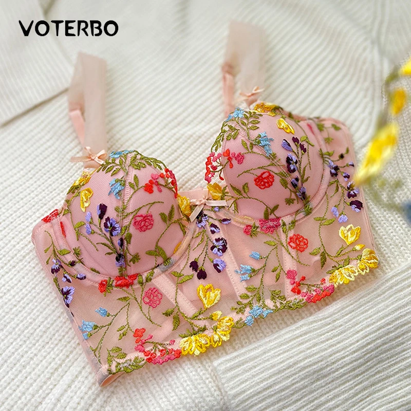 

Sensual Lace Transparent Lingerie Women Push Up Bra Romantic French Embroidery Bralette Top Beautiful Secret Underwear for Women