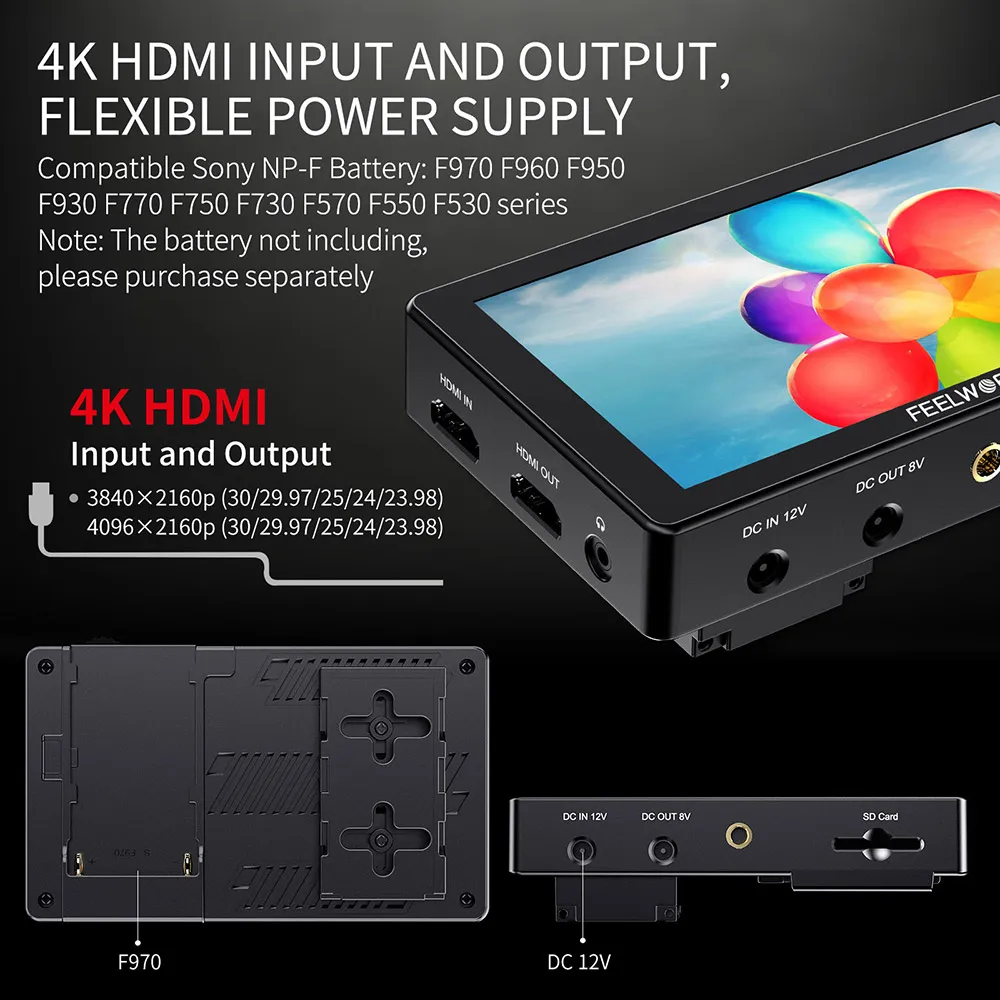 FEELWORLD Монитор с сенсорным экраном LUT5 5 дюймов 3000 нит Ультра яркая зеркальная