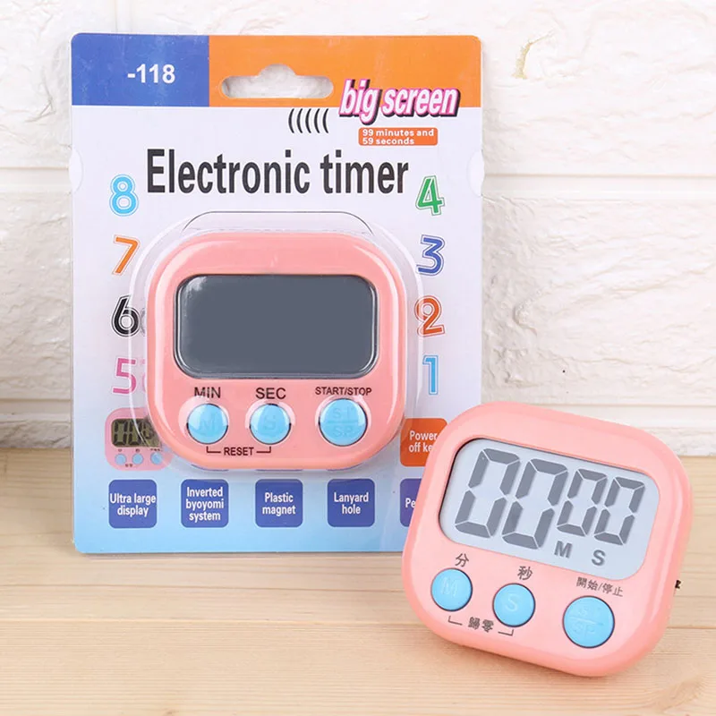 

Mini Digital English Timer Multifunction Kitchen Baking with Stand Digital Reminder Positive Countdown Electronic Timer