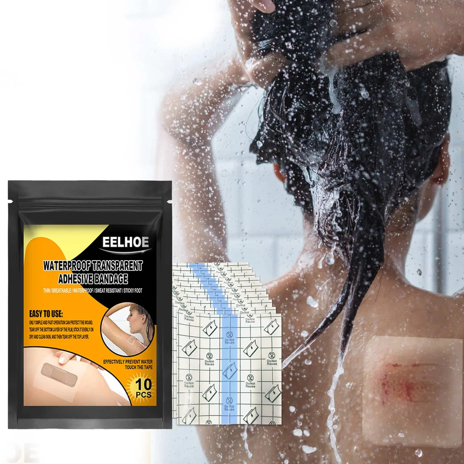

10 шт. 4*4 дюйма прозрачная фотоклейкая повязка Комплект первой помощи дышащая защита безопасности квадратная повязка 10*10 см