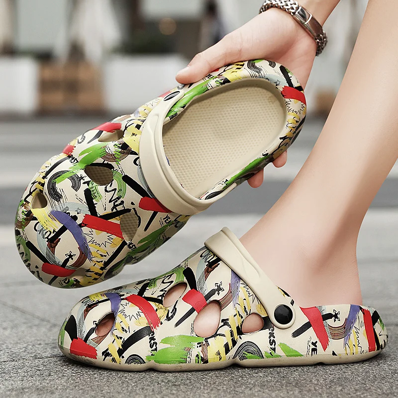 

Ssandals Slippers for Men Summer Breathable Flip Flops Fashion Print Sandals Casual Outdoor Man Slippers Beach Slippers