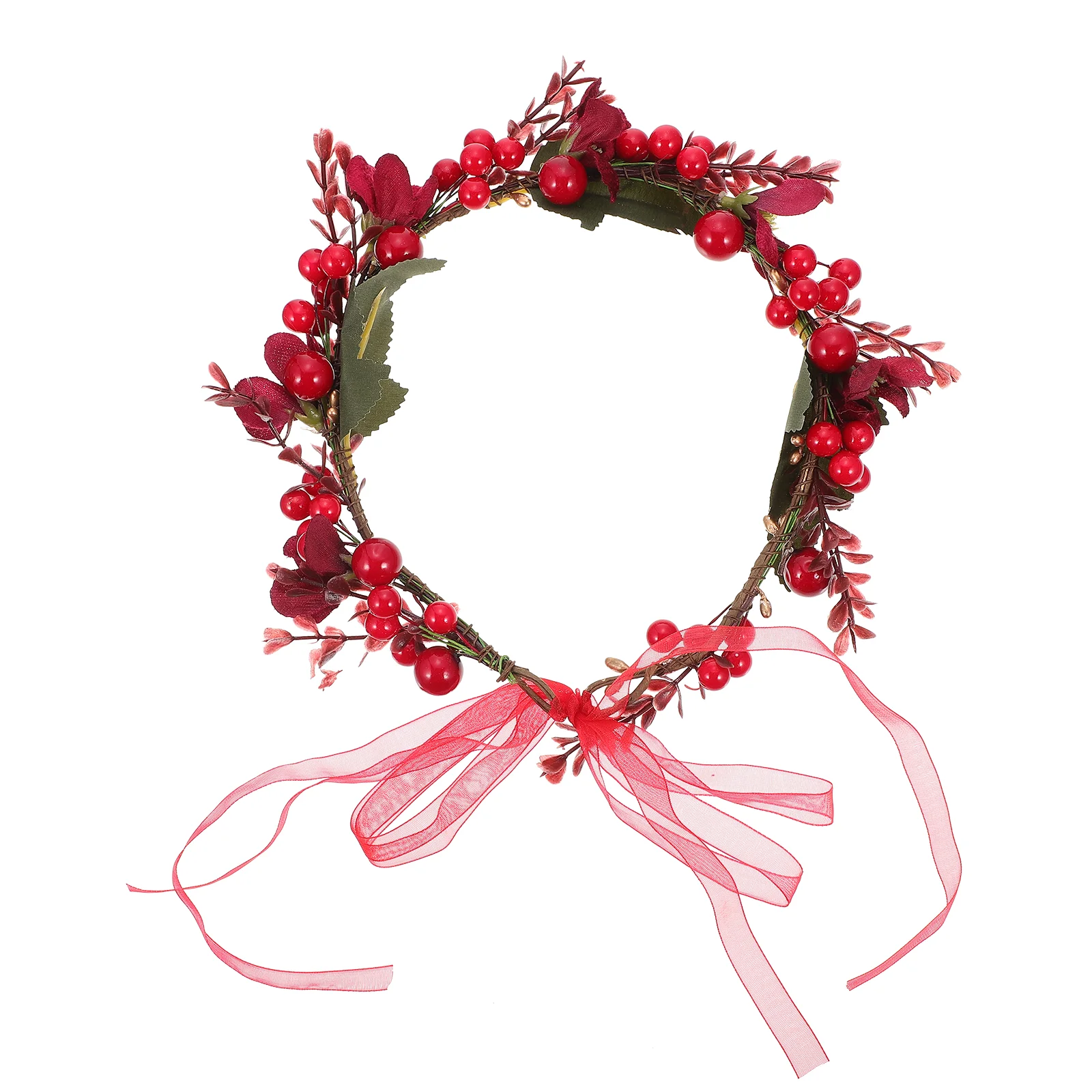 

Рождественский венок, праздничный головной убор, рождественский цветок невесты, свадебная проволочная петля, украшение для волос для девочек, имитация