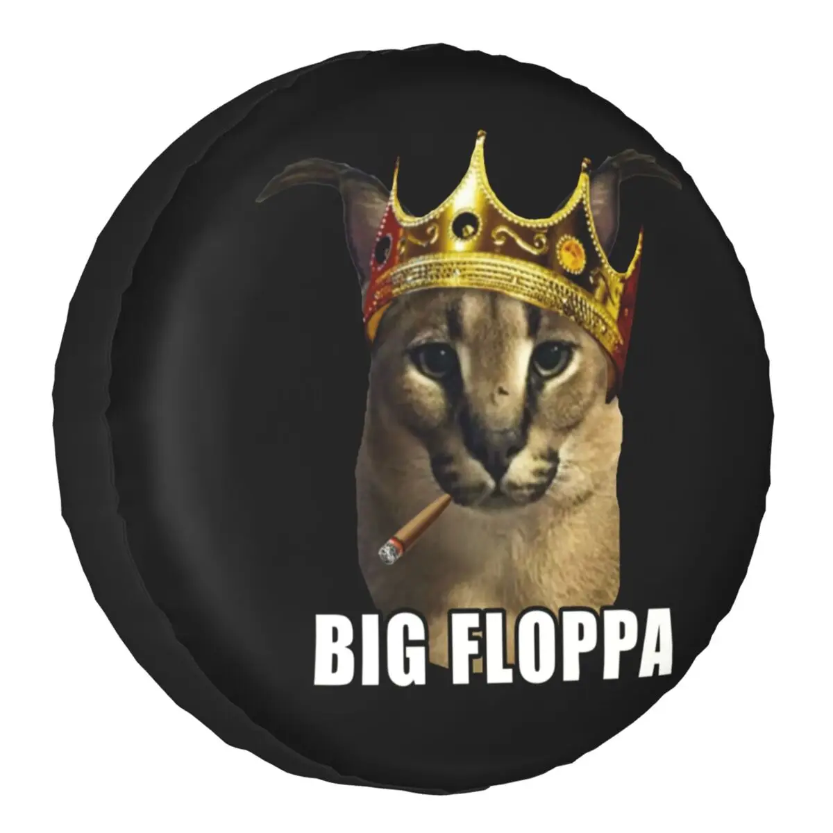 

Big Floppa Rapper King Crown Poppa Meme Spare Wheel Cover for Jeep Honda 4x4 Trailer Custom Caracal Cat Tire Protector