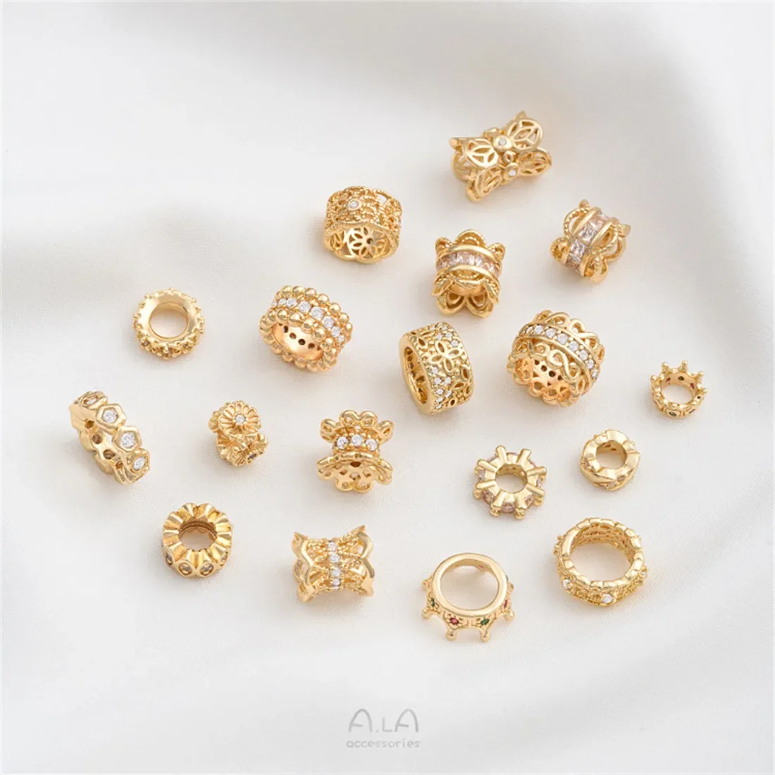 Позолоченная 14-каратная макропористая бусина из циркона разделительная