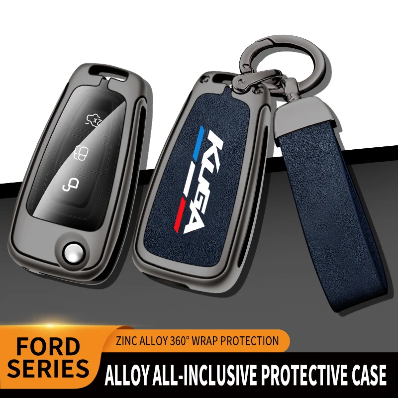 

New Auto TPU Zinc Alloy Key Case Bag For Ford ONGA Logo Car Key Chain Car Metal Shell Car Interior Decoration Accessories