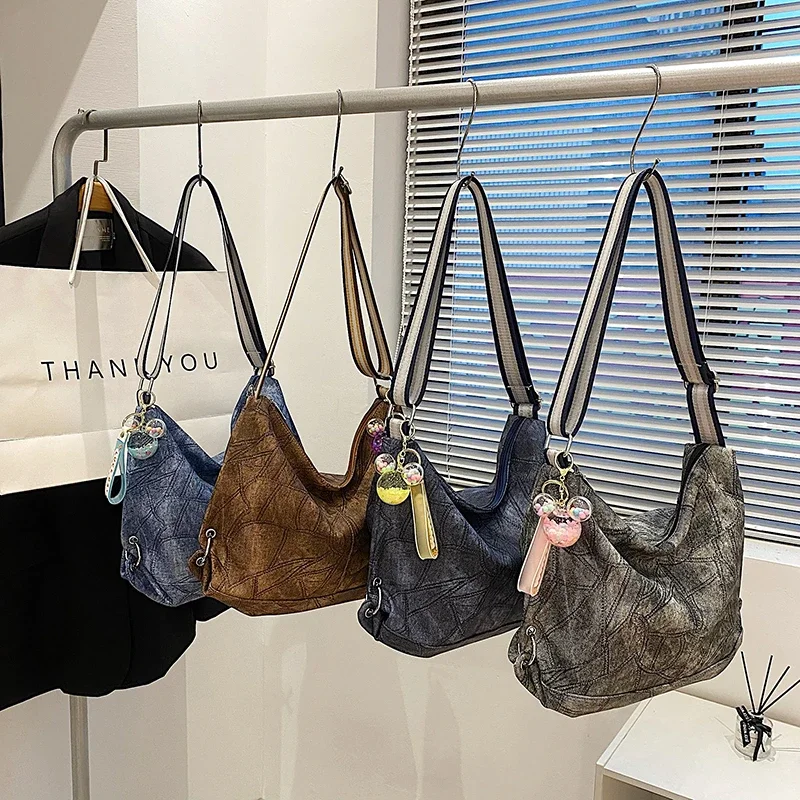 Красивая женская сумка через плечо джинсовая сумка-тоут большой вместимости