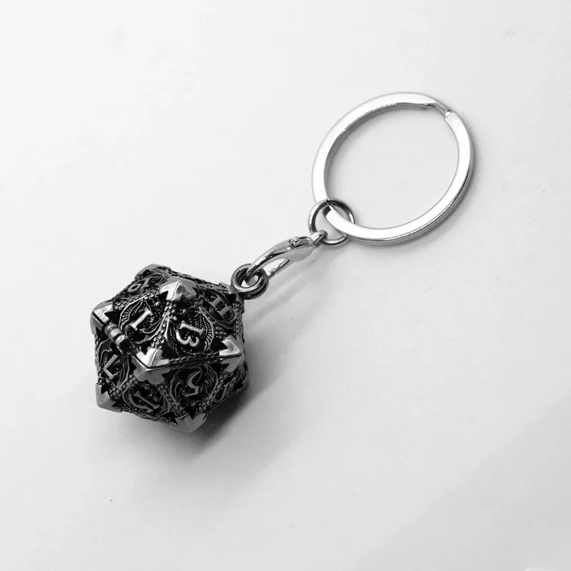 D20 металлический полый ящик + 7 шт. металлических костей портативный