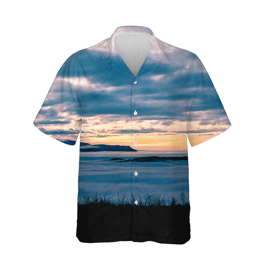 Jumeast 3D Aesthetic Hawaiian Men's Shirts Fashion Streetwear Dusk Collection Summer Short Sleeve Shirty Clothing Casual Blouses