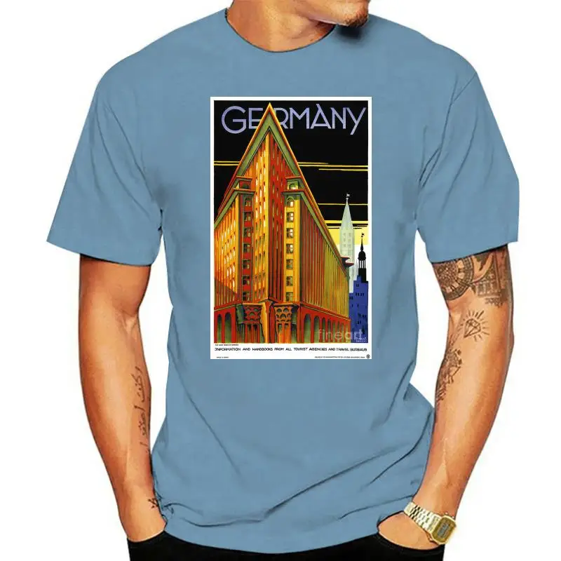 

Men t-shirt Vintage Travel Poster Germany The Chile House in Hamburg by vintagetreasure tshirt Women t shirt