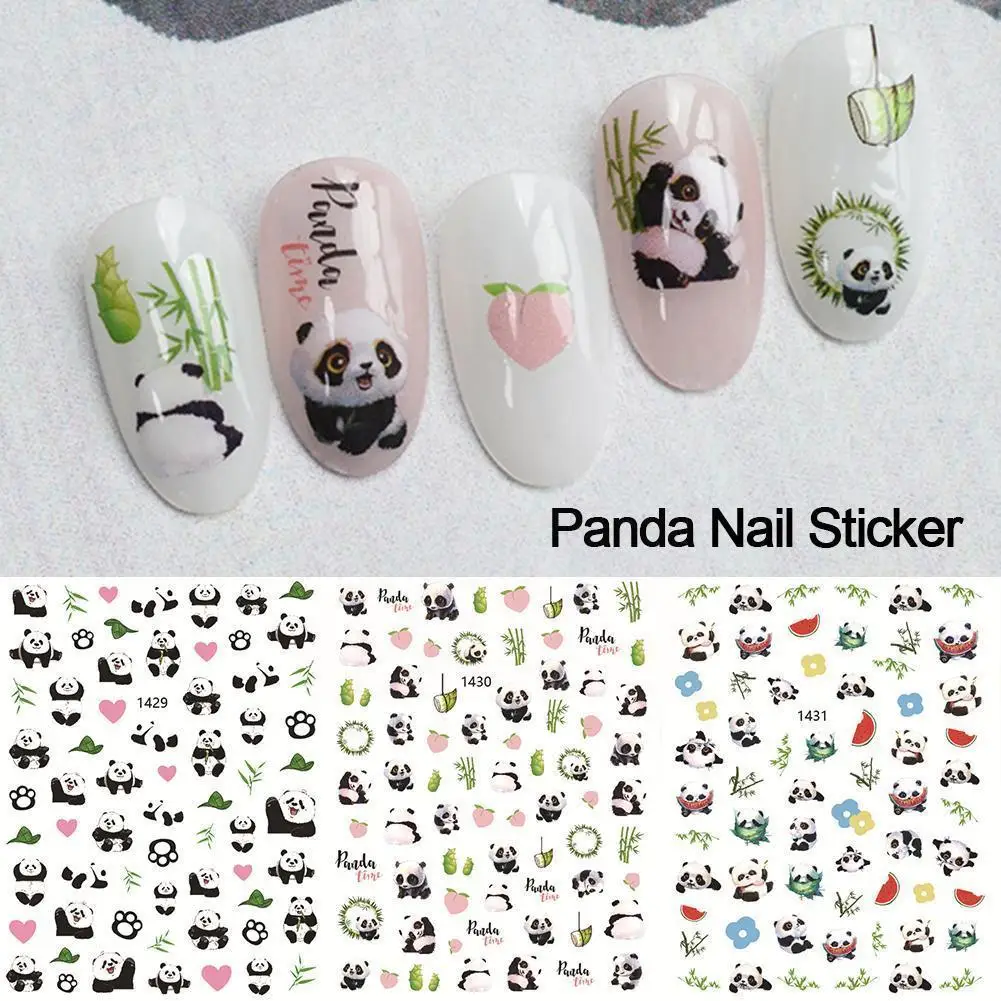 

3D Cartoon Panda Nail Sticker Nail Accesoires Panda Slider Design Decoration Panda Nail Panda Nail Stamping Art Flower Nail S8S2